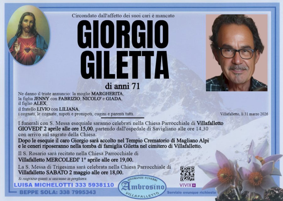 Manifesto di PIER GIORGIO GILETTA