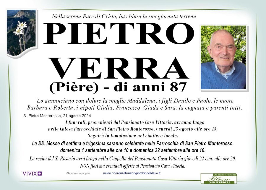 Manifesto di PIETRO VERRA 