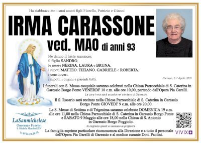 IRMA CARASSONE ved. MAO