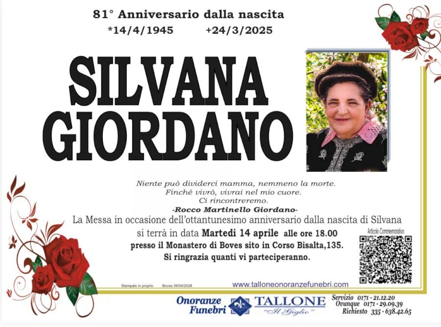Manifesto di SILVANA GIORDANO