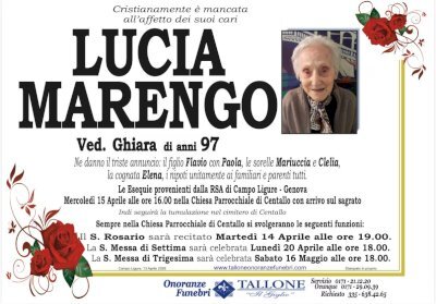 LUCIA MARENGO ved. GHIARA