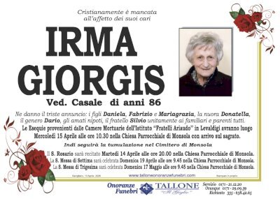 IRMA GIORGIS ved. CASALE