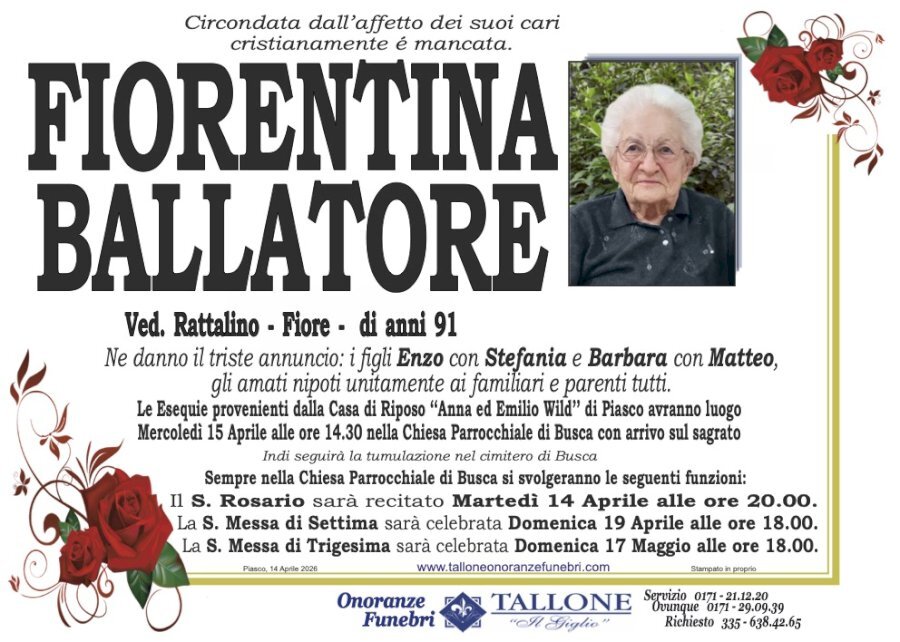 Manifesto di FIORENTINA BALLATORE ved. RATTALINO