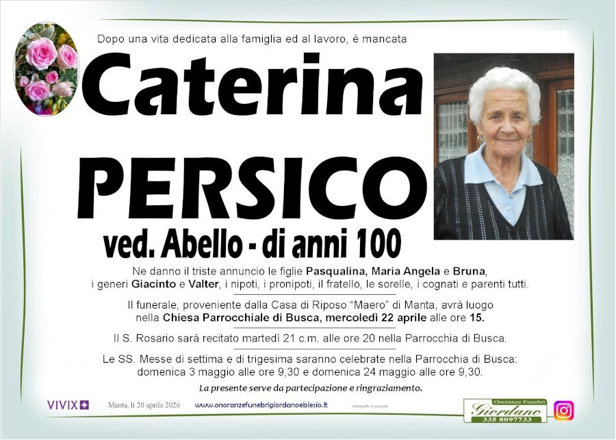 Manifesto di CATERINA PERSICO ved. ABELLO