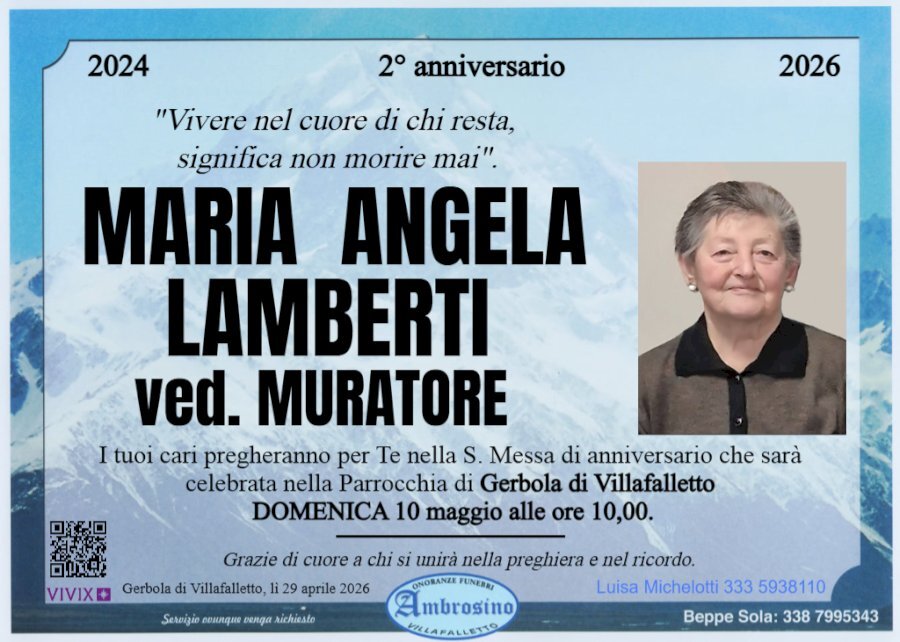 Manifesto di MARIA ANGELA LAMBERTI ved. MURATORE