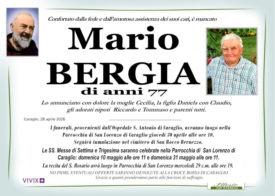 Manifesto di MARIO BERGIA
