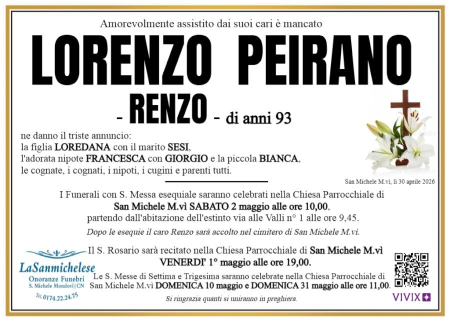 Manifesto di LORENZO PEIRANO "RENZO"