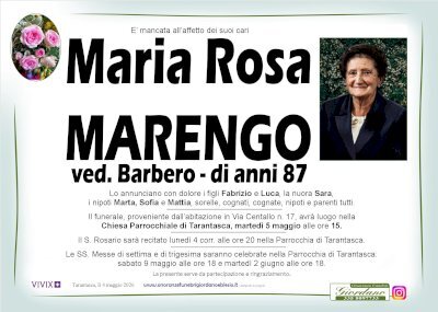 MARIA ROSA MARENGO ved. BARBERO