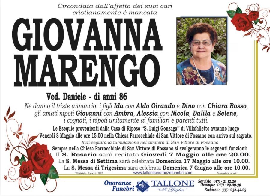 Manifesto di GIOVANNA MARENGO ved. DANIELE