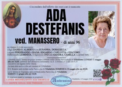 ADA DESTEFANIS ved. MANASSERO