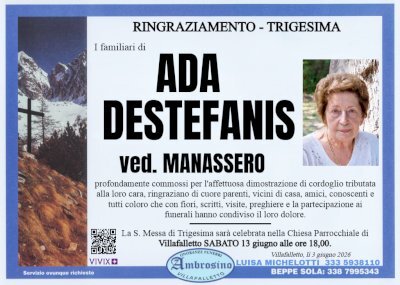 ADA DESTEFANIS ved. MANASSERO