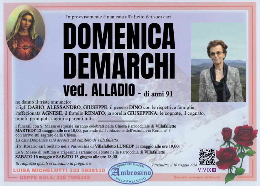 Manifesto di DOMENICA DEMARCHI ved. ALLADIO