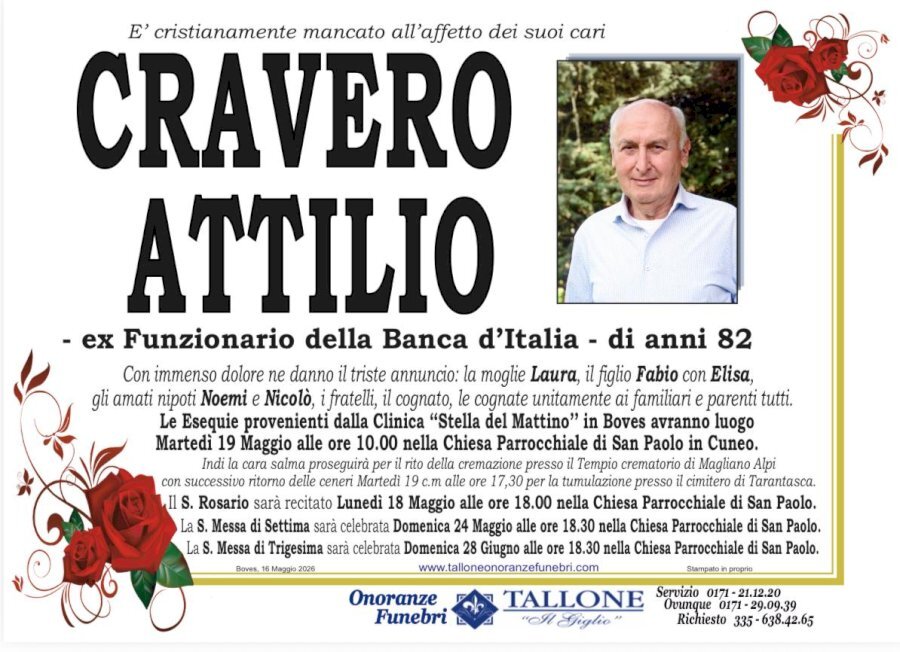 Manifesto di CRAVERO ATTILIO "EX FUNZIONARIO DELLA BANCA D'ITALIA"
