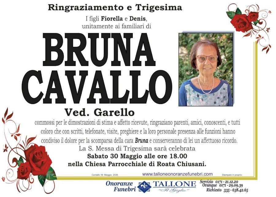 Manifesto di BRUNA CAVALLO ved. GARELLO