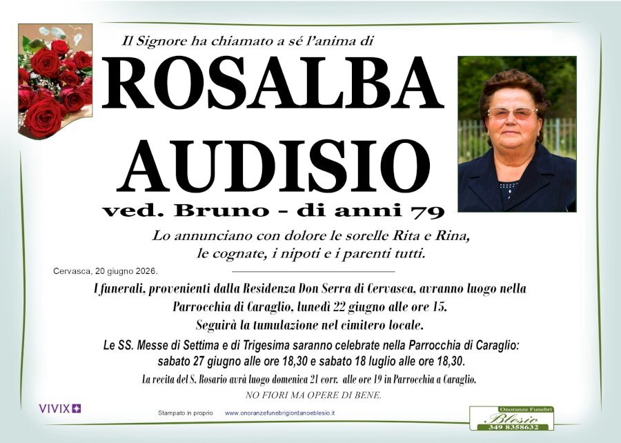 Manifesto di ROSALBA AUDISIO ved. BRUNO