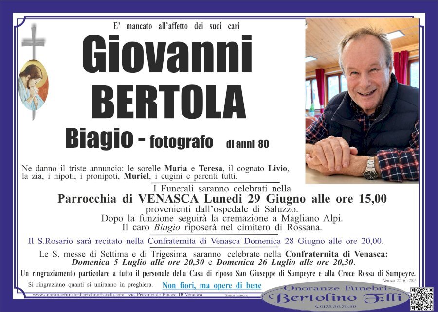 Manifesto di GIOVANNI BERTOLA "BIAGIO"