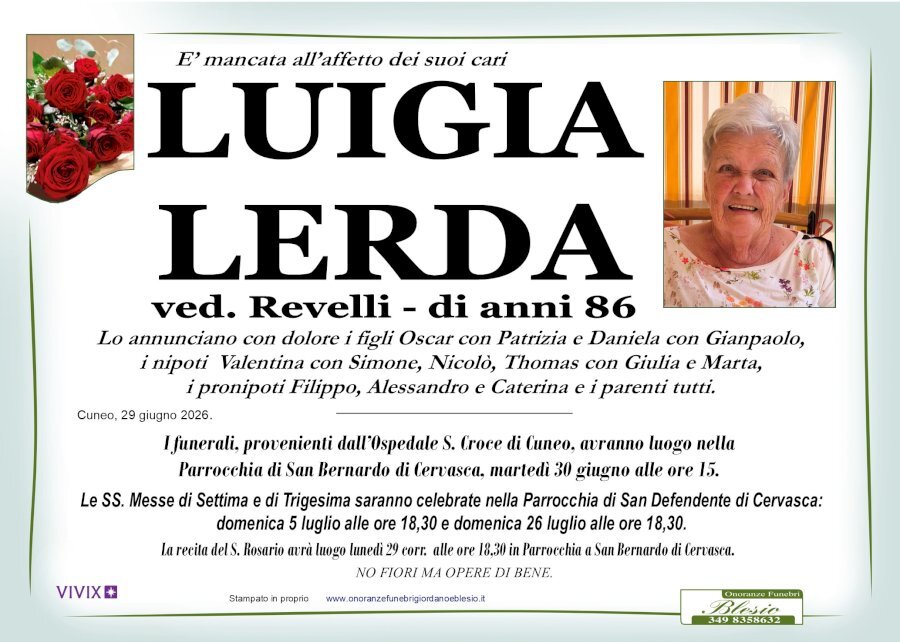 Manifesto di LUIGIA LERDA ved. REVELLI