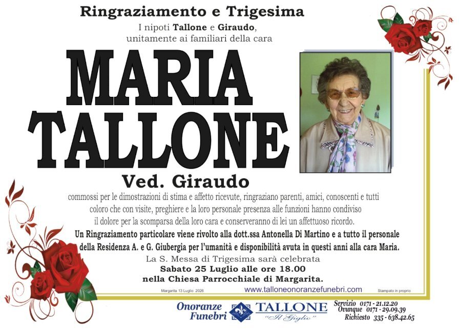 Manifesto di MARIA TALLONE ved. GIRAUDO