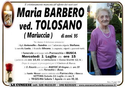 MARIA BARBERO "MARIUCCIA" ved. TOLOSANO