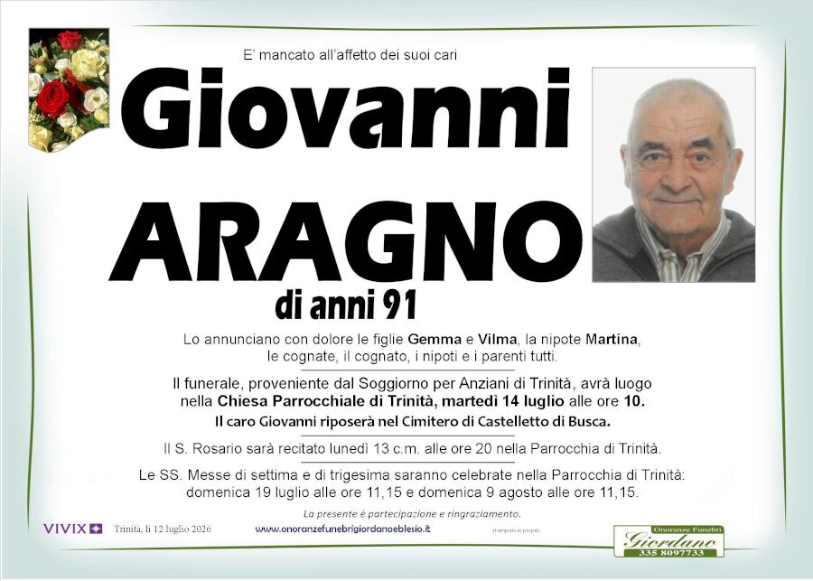 Manifesto di GIOVANNI ARAGNO