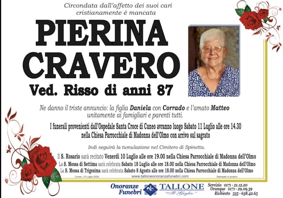 Manifesto di PIERINA CRAVERO ved. RISSO