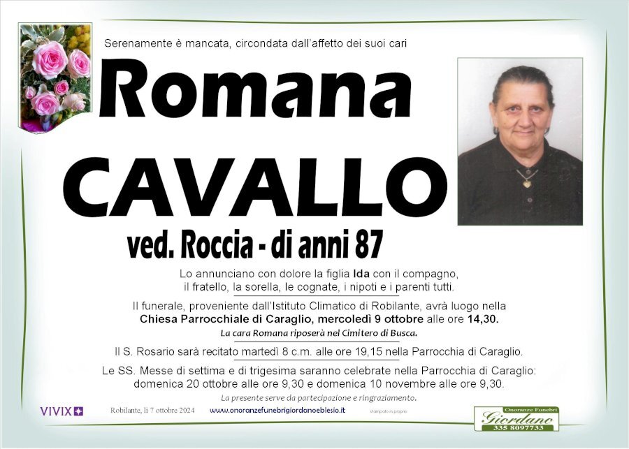 Manifesto di ROMANA CAVALLO ved. ROCCIA