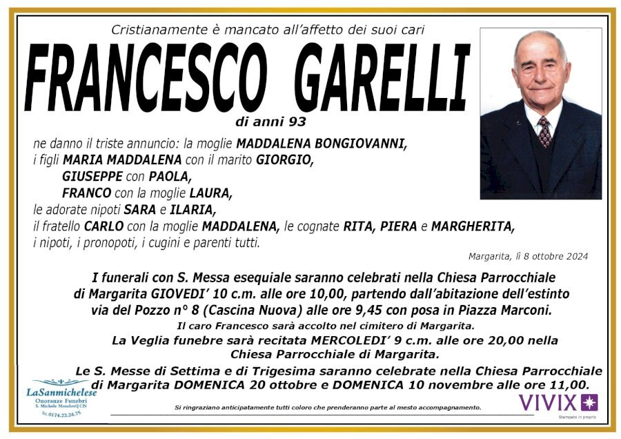 Manifesto di FRANCESCO GARELLLI