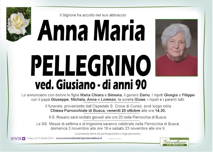 Manifesto di ANNA MARIA PELLEGRINO ved. GIUSIANO