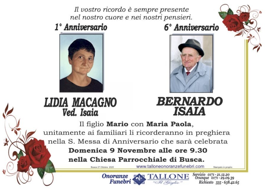 Manifesto di LIDIA MACAGNO ved. ISAIA