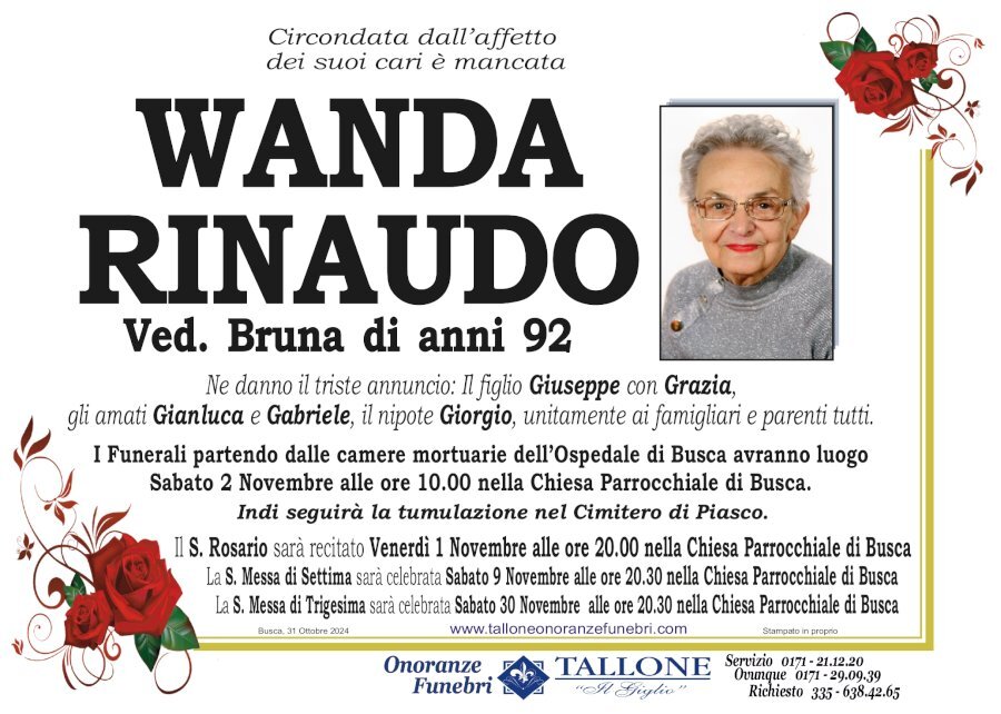 Manifesto di WANDA RINAUDO ved. BRUNA