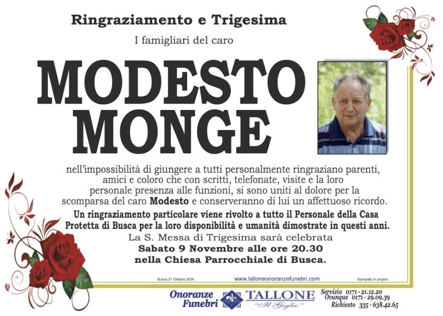 Manifesto di MODESTO MONGE