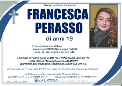 Necrologio di FRANCESCA PERASSO