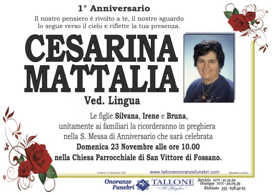 Manifesto di CESARINA MATTALIA ved. LINGUA