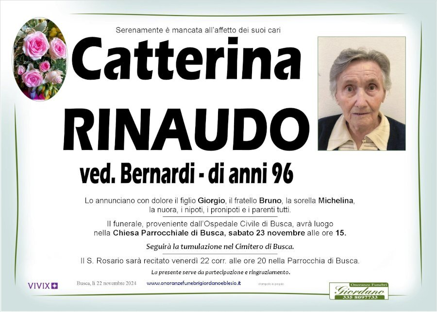 Manifesto di CATTERINA RINAUDO ved. BERNARDI