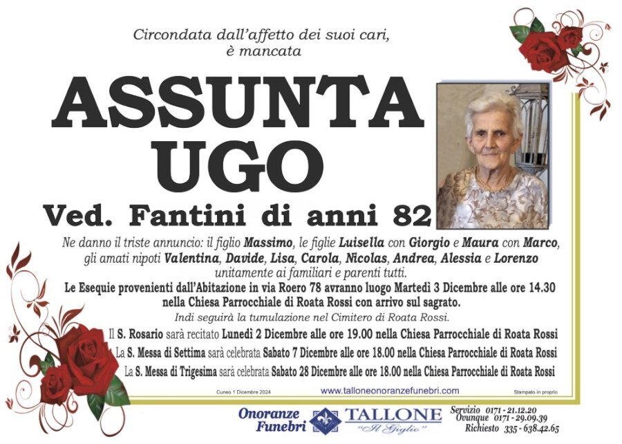 Manifesto di ASSUNTA UGO ved. FANTINI