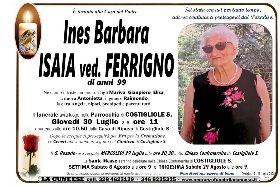 Manifesto di INES BARBARA ISAIA ved. FERRIGNO