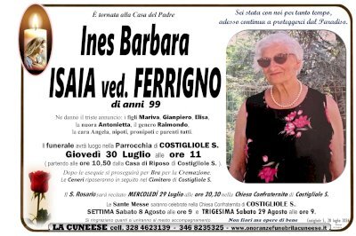 INES BARBARA ISAIA ved. FERRIGNO