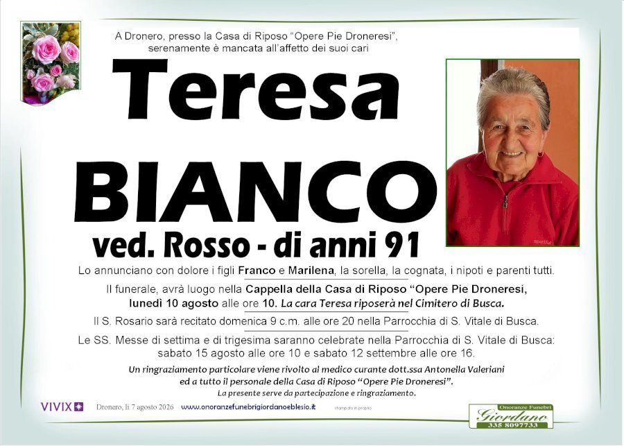 Manifesto di TERESA BIANCO ved. ROSSO