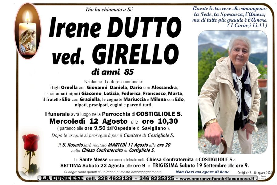 Manifesto di IRENE DUTTO ved. GIRELLO