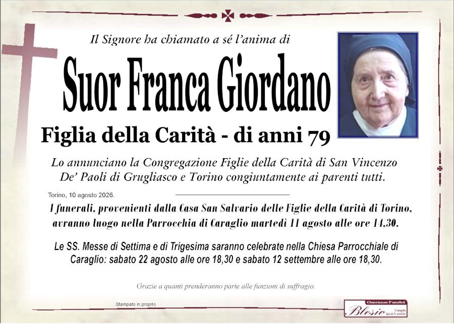 Manifesto di SUOR FRANCA GIORDANO