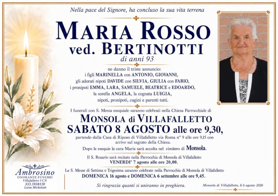 Manifesto di MARIA ROSSO ved. BERTINOTTI