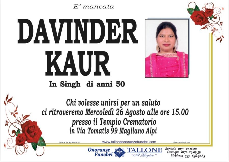 Manifesto di DAVINDER KAUR in SINGH