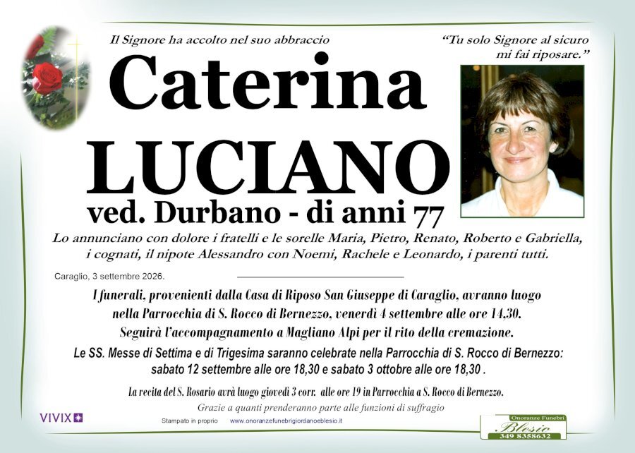 Manifesto di CATERINA LUCIANO ved. DURBANO