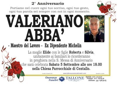 VALERIANO ABBÀ "MAESTRO DEL LAVORO - EX DIPENDENTE MICHELIN"