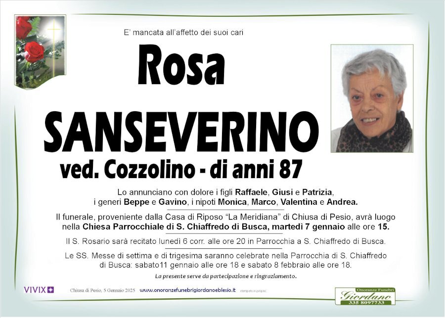 Manifesto di ROSA SANSEVERINO ved. COZZOLINO