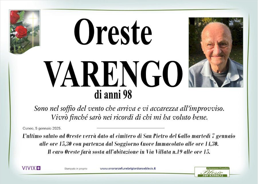 Manifesto di ORESTE VARENGO