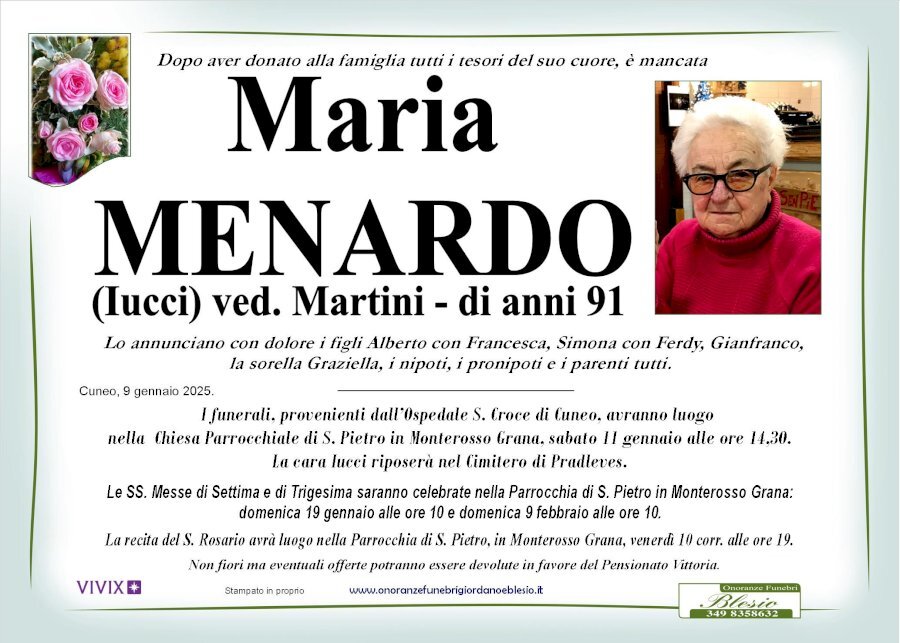 Manifesto di MARIA MENARDO "IUCCI" ved. MARTINI