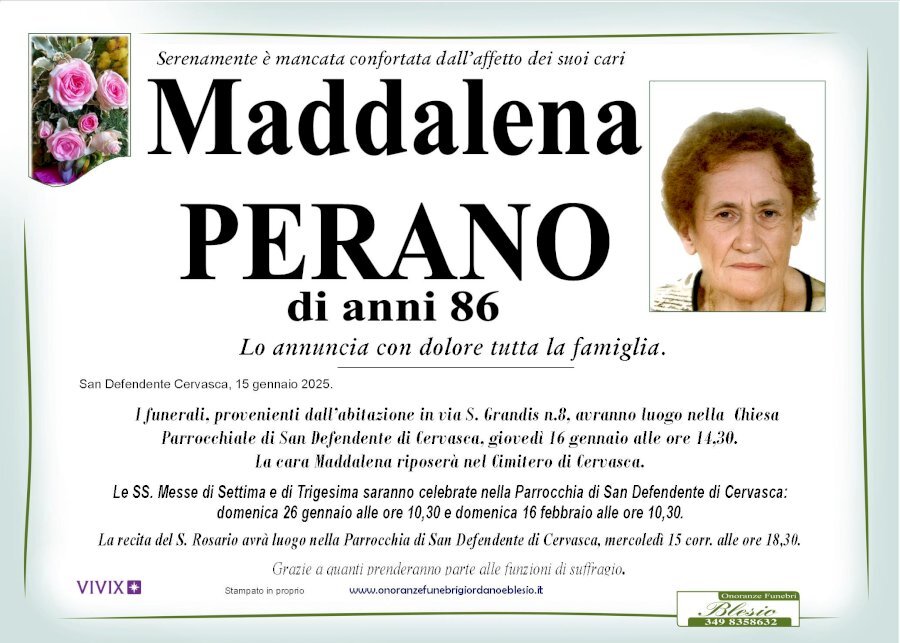 Manifesto di MADDALENA PERANO