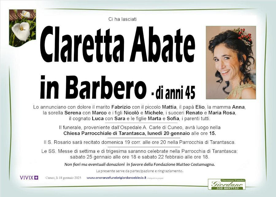 Manifesto di CLARETTA ABATE in BARBERO