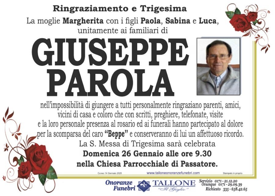 Manifesto di GUSEPPE PAROLA "BEPPE"